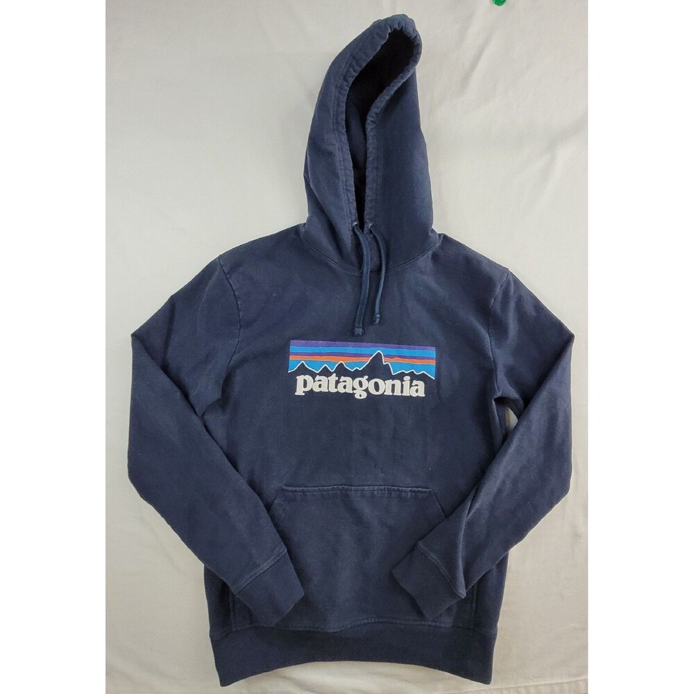 Patagonia Hoodie Men Sz Small P-6 Logo Uprisal Blue Pullover Adult Style 39539 S